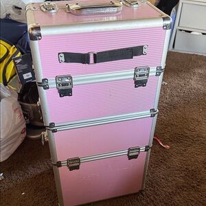 Pink Storage Organizer with Silver Accents